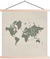 Affiche scolaire - Wereldkaart - Éléphant - Grijs - 60x60 cm - Lattes vierges