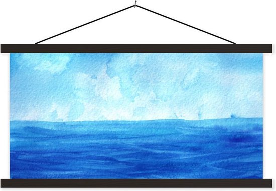 Porte-affiche avec affiche - Affiche scolaire - Mer - Aquarelle - Ciel - 150x75 cm - Lattes noires