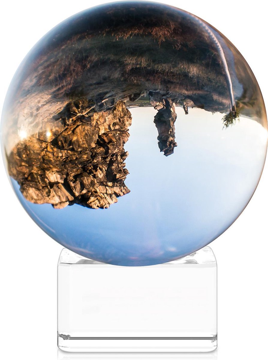 Navaris glazen bol voor fotografie - Fotobol met standaard - Heldere kristallen bal met voet - Lensball Ø 80 mm