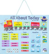 Navaris pour enfants - Tableau calendrier magnétique avec saisons et météo - Calendrier annuel avec aimants en anglais - Blauw - Train