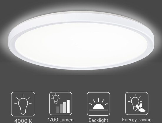 Lucht mug Heel veel goeds Navaris LED plafondlamp - Ronde lamp voor aan het plafond - Ultra plat -  Met indirecte... | bol.com