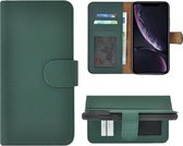 iPhone XR Hoesje Leer - Bookcase - iPhone XR Book Case Wallet Echt Leer Groen Cover