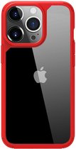 Apple iPhone 13 Pro Max Hoesje Hybride Back Cover Transparant/Rood