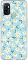 Oppo A53 Hoesje Siliconen - Abstract floral blue Case/Cover TPU - Smartphonebooster.nl