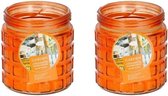 2 x Bougies citronnelle contre insectes en pot verre 12 cm orange - Anti-moustiques / insectes