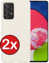 Samsung A52s Hoesje 5G Siliconen Case Back Cover Hoes - Samsung Galaxy A52s Hoesje Cover Hoes Siliconen - Wit - 2 PACK