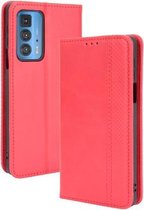 Voor Motorola Edge 20 Pro/Edge S Pro Magnetische Gesp Retro Crazy Horse Textuur Horizontale Flip Lederen Case met Houder & Kaartsleuven & Fotolijst (Rood)