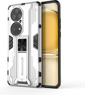 Voor Huawei P50 Pro Supersonic PC + TPU Schokbestendige beschermhoes met houder (zilver)