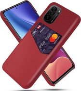 Voor Xiaomi Redmi K40 Doek Textuur PC + PU lederen achterkant Schokbestendig hoesje met kaartsleuf (rood)