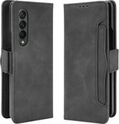 Voor Samsung Galaxy Z Fold3 5G Huid Voelen Kalf Patroon Horizontale Flip Lederen Case met Houder & Kaartsleuven & Fotolijst (Zwart)