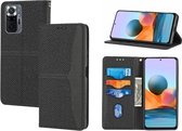 Voor Geschikt voor Xiaomi Redmi Note 10 Pro 5G Geweven Textuur Stiksels Magnetische Horizontale Flip PU Lederen Case met Houder & Kaartsleuven & Portemonnee & Lanyard (Zwart)