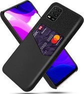 Voor Xiaomi Mi 10 Lite Doek Textuur PC + PU lederen achterkant Schokbestendig hoesje met kaartsleuf (zwart)