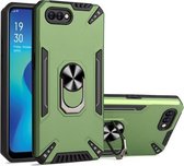 Voor OPPO A1k PC + TPU-beschermhoes met 360 graden draaibare ringhouder (donkergroen)