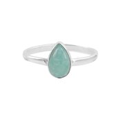 Dhara | Ring 925 zilver met amazoniet edelsteen | edelstenen sieraden | dames ringen zilver | Maat 17,5