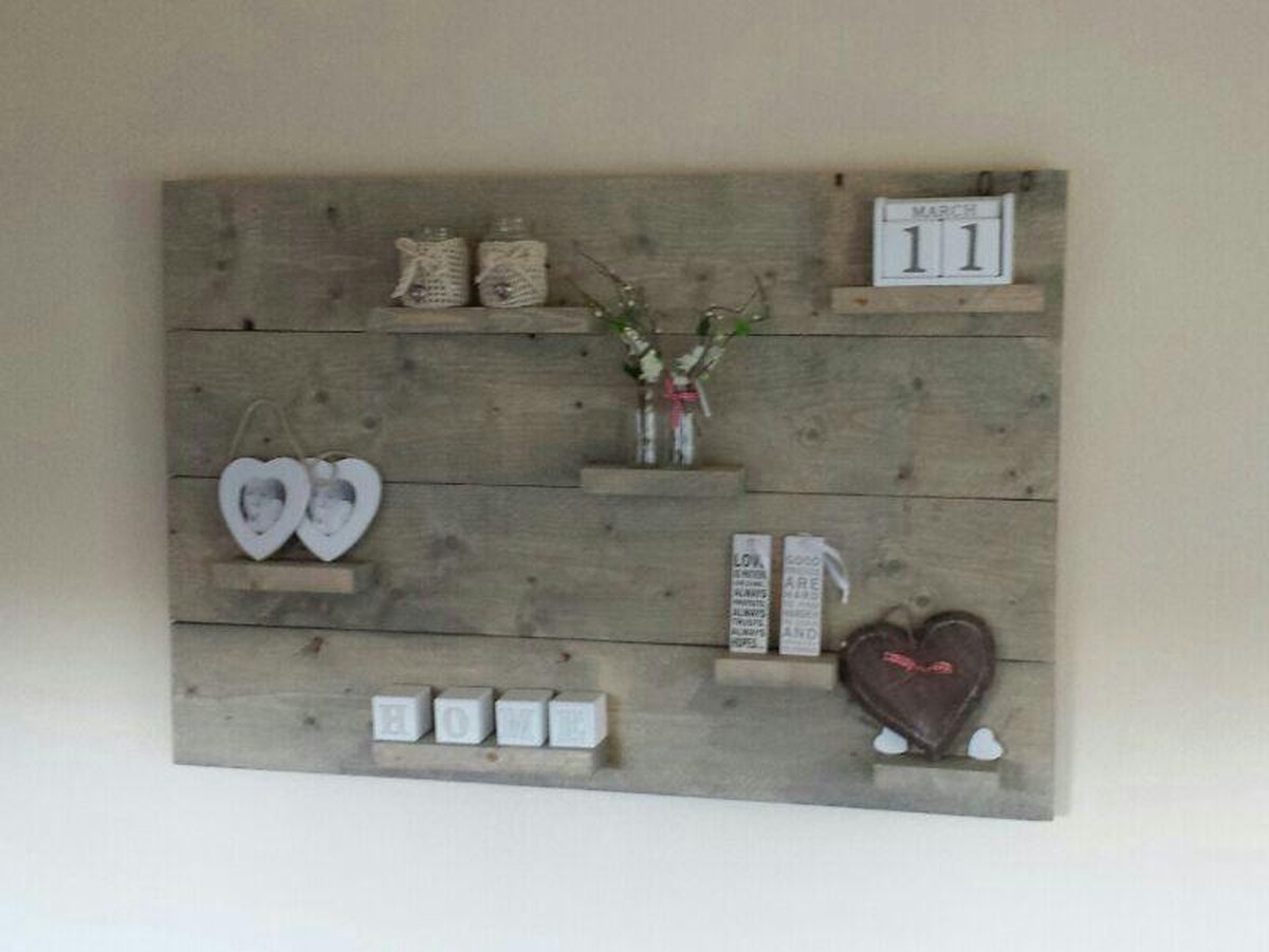 Wandbord steigerhout 100x77 cm + ophangsysteem