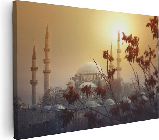 Artaza Canvas Schilderij Suleymaniye Moskee In Istanbul - 90x60 - Foto Op Canvas - Canvas Print - Muurdecoratie