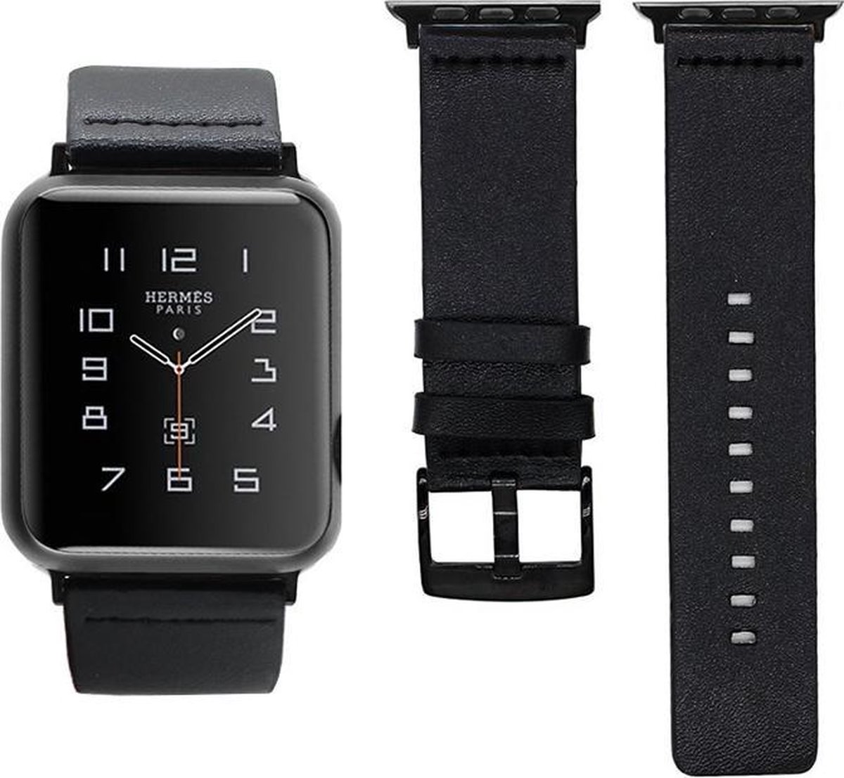 Leren Bandje - Zwart - Geschikt voor Apple Watch Series - 38/40 mm - Echt Lederen Bandje