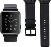Leren Bandje - Zwart - Geschikt voor Apple Watch Series - 38/40 mm - Echt Lederen Bandje