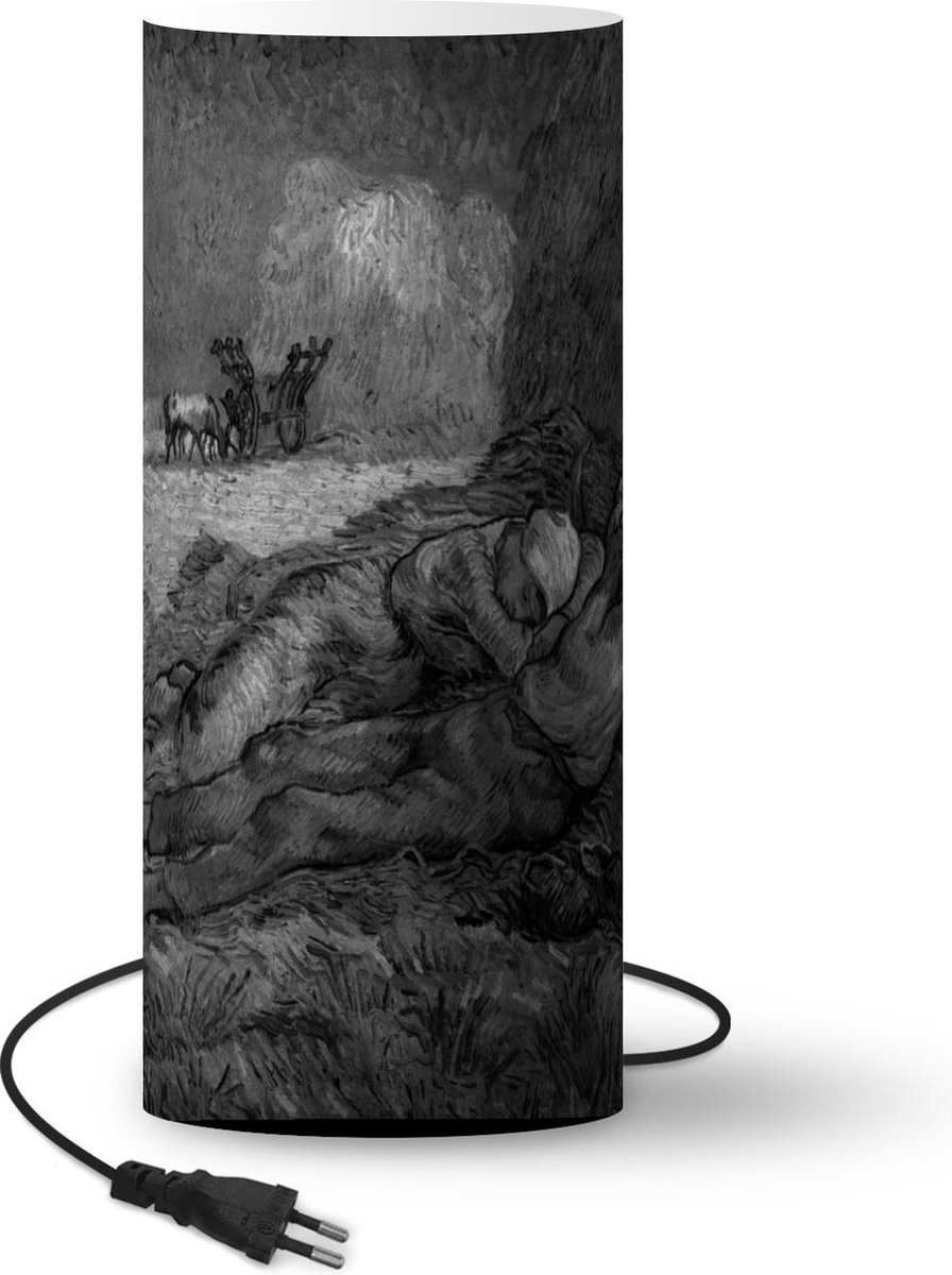 Lamp - Nachtlampje - Tafellamp slaapkamer - Rust van werk - Vincent van Gogh - Zwart - Wit - 54 cm hoog - Ø22.9 cm - Inclusief LED lamp