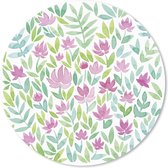 Muismat - Mousepad - Rond - Een bloemdessin van aquarel - 50x50 cm - Ronde muismat