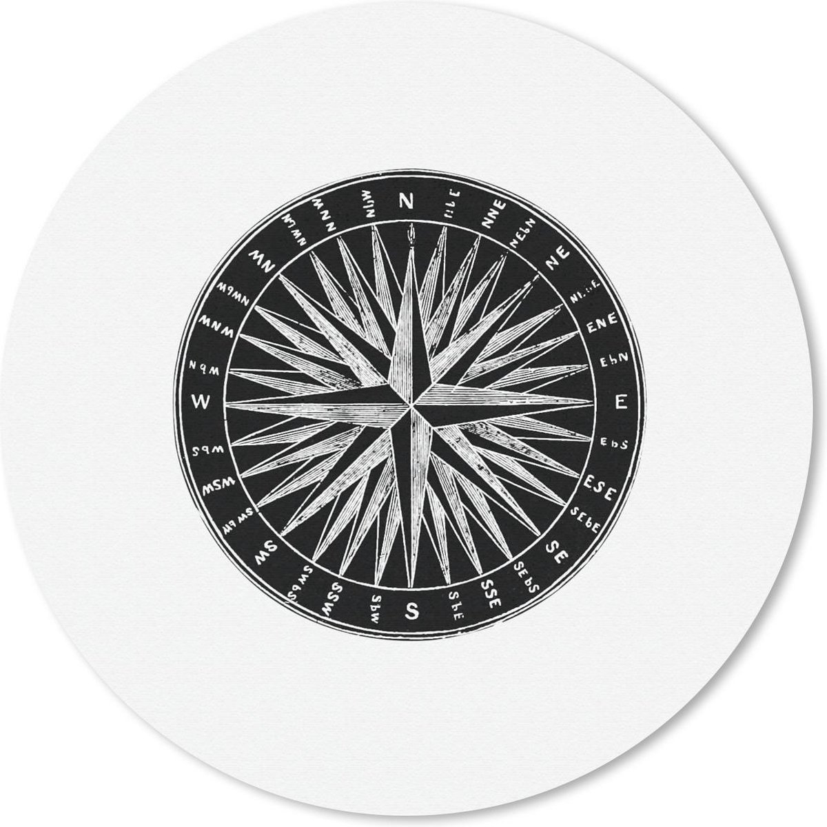 Muismat rond 40x40 cm - Mousepad Retro - Kompas - Reizen - Ronde muismatten