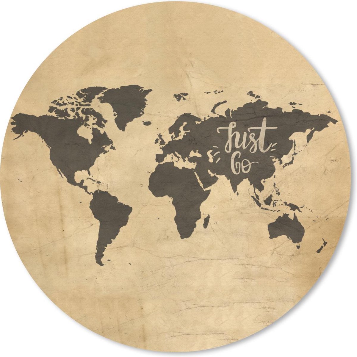 Muismat rond 40x40 cm - Mousepad Wereldkaart - Reizen - Vintage - Ronde muismatten