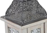 Kandelaars - streetlight wood metal 13x13x44,5 aged white - metaal