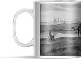 Mok - Zwart-wit illustratie van de stad Caïro - 350 ml - Beker