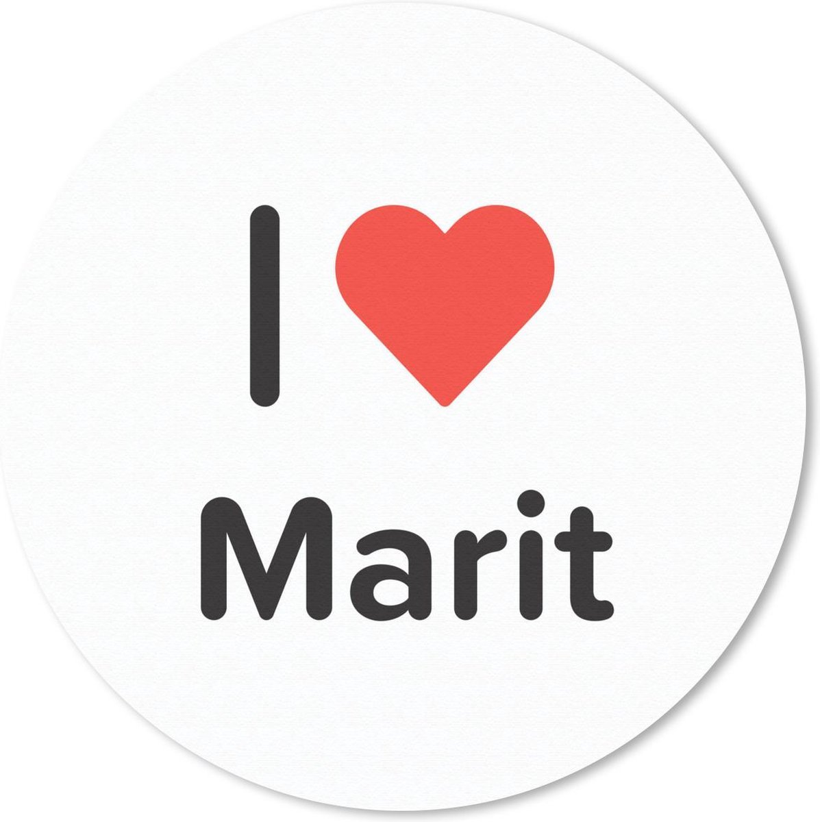 Muismat rond 40x40 cm - Mousepad I love - Marit - Meisje - Ronde muismatten