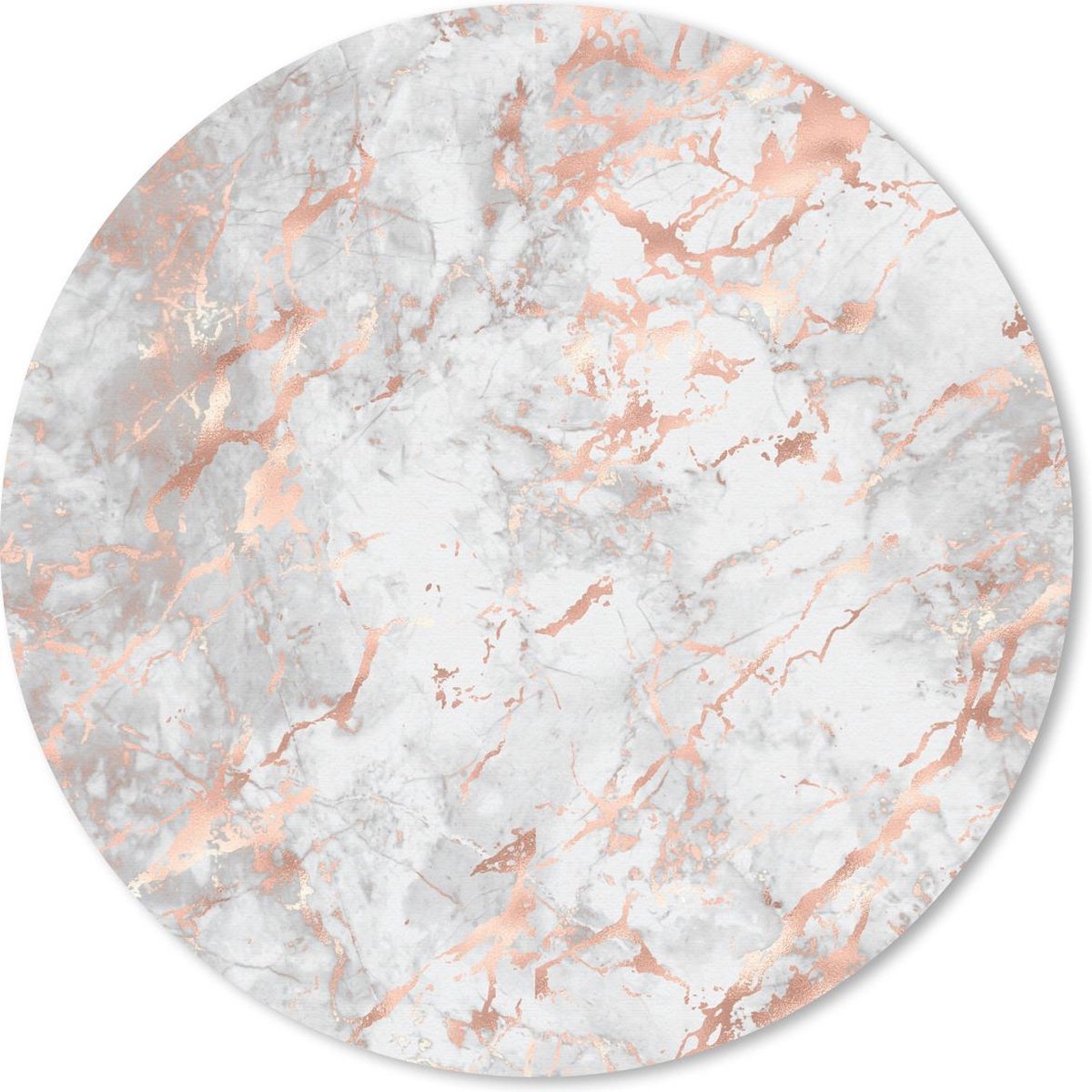 Muismat rond 50x50 cm - Mousepad Marmer - Bladgoud - Wit - Ronde muismatten
