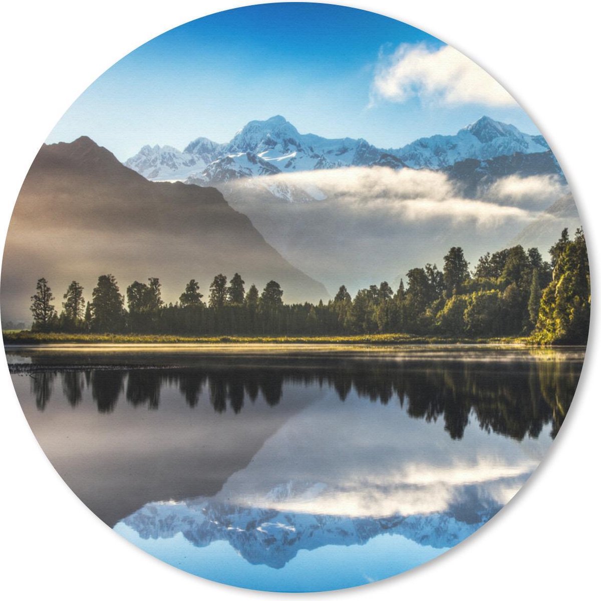 Muismat rond 40x40 cm - Mousepad Nieuw-Zeeland - Reflectie - Berg - Ronde muismatten
