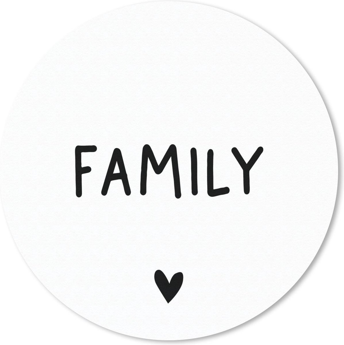 Muismat rond 50x50 cm - Mousepad Engelse quote "Family" tegen een witte achtergrond - Ronde muismatten