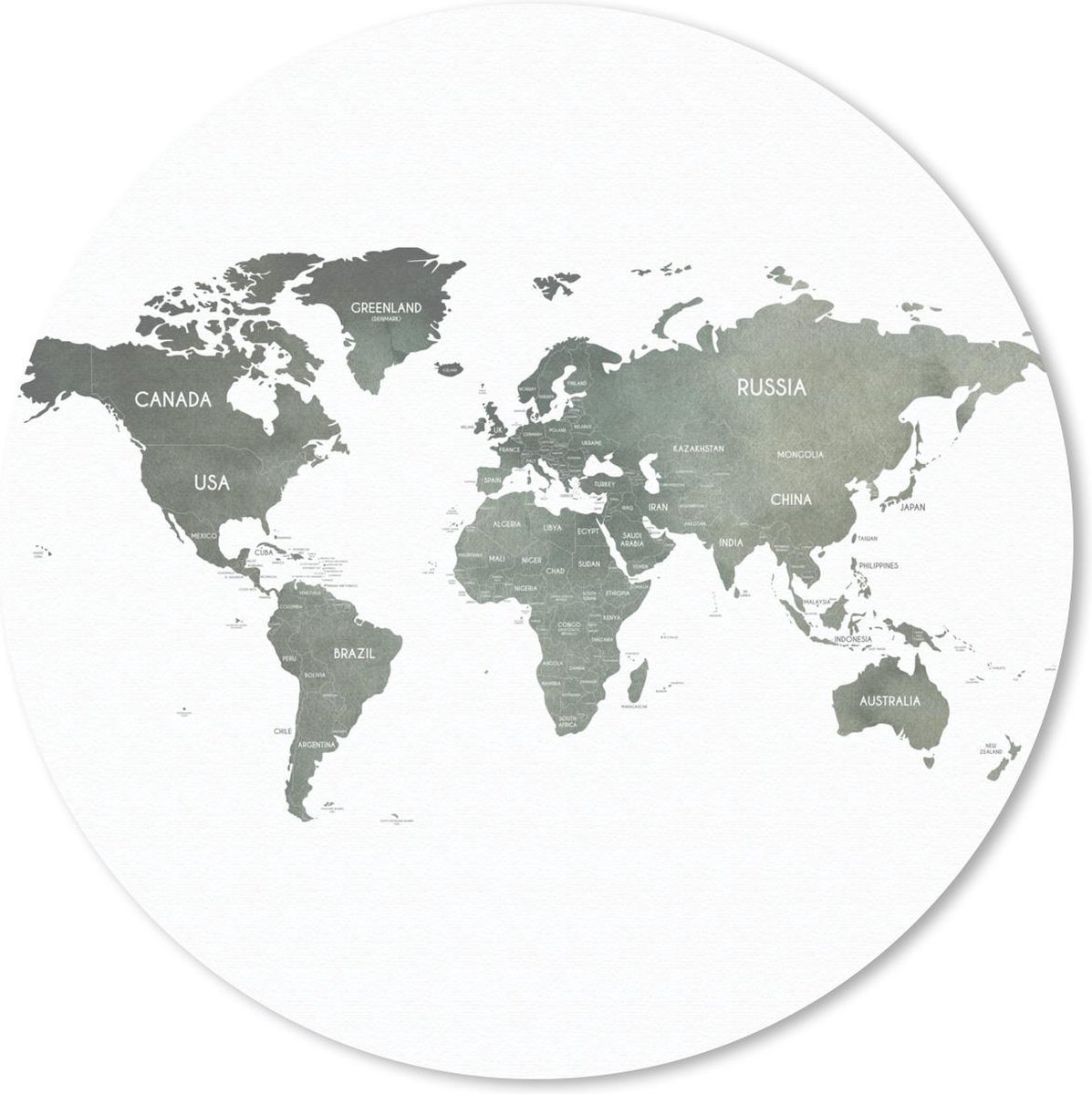 Muismat rond 40x40 cm - Mousepad Wereldkaart - Waterverf - Wereld - Ronde muismatten
