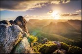 Walljar - Sunny Mountainside - Muurdecoratie - Poster met lijst