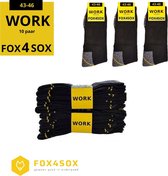 Work Werksokken - 10 paar - FOX4SOX werksokken - Zwart - Maat 43 - 46