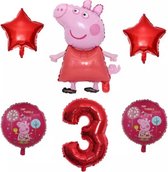 Peppa Pig folie ballonen 6 stuks Decoratie Kinderen Verjaardag Ballon Nummer 3