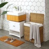 Handgeweven wasmand, 110L synthetische rotan verdeelde wasmand met deksel en handgrepen, opvouwbare, verwijderbare voeringzak, naturel HMLCB52NL