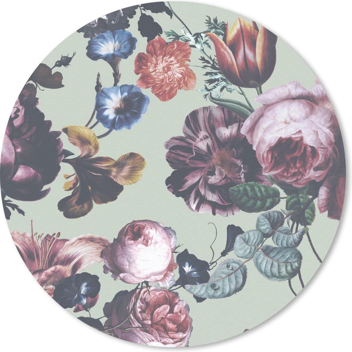 Muismat rond 40x40 cm - Mousepad Bloemen - Roze - Groen - Ronde muismatten