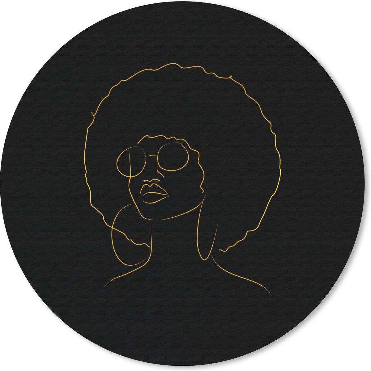 Muismat rond 50x50 cm - Mousepad Vrouw - Bril - Goud - Zwart - Ronde muismatten