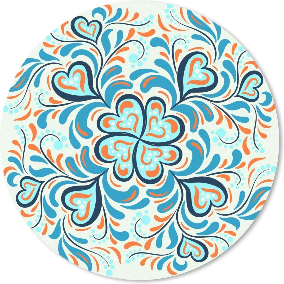 Muismat rond 40x40 cm - Mousepad Klavertje vier - Harten - Blauw - Patroon - Ronde muismatten
