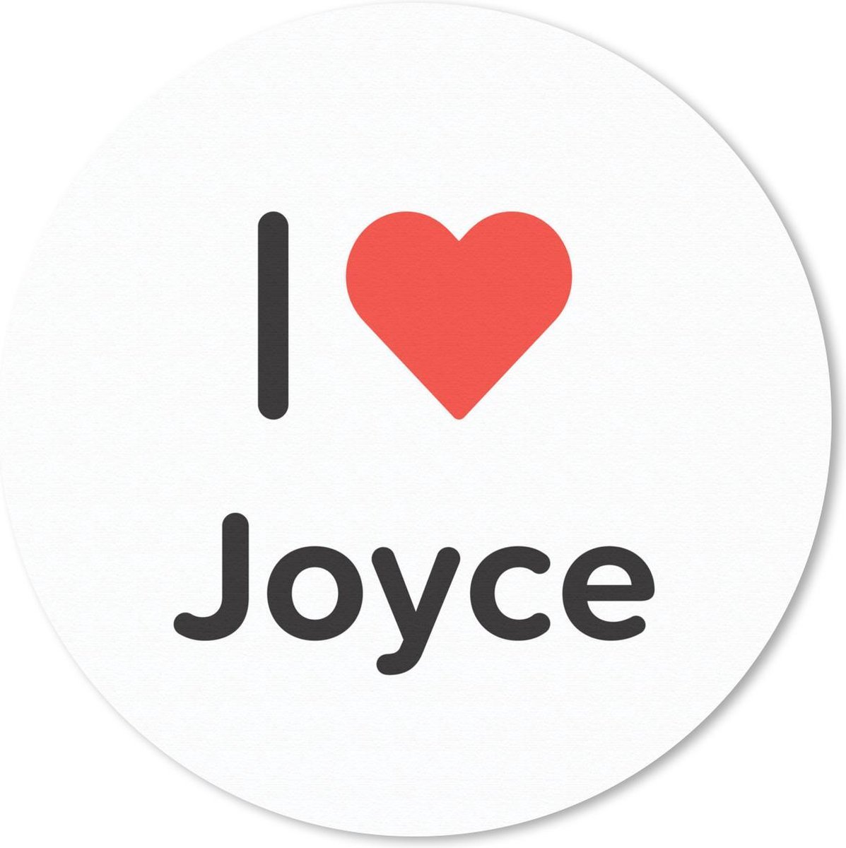 Muismat rond 40x40 cm - Mousepad I love - Joyce - Meisje - Ronde muismatten