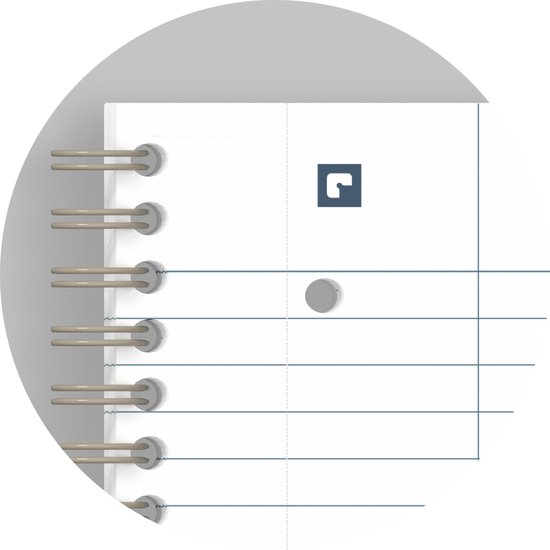 Gedetailleerde weergave van de pagina's van een notitieboek met spiraalbinding en lijntjes.