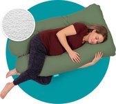 Mjuka® Zwangerschapskussen XXL Microparels - Zijslaapkussen - Lichaamskussen - Body Pillow - 280 cm - Afneembare Soft Cotton hoes - Groen