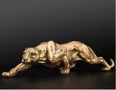 BaykaDecor - Luxe Kruipende Jaguar Beeld - Groot Poema Standbeeld - Woondecoratie - Cadeau - Krachtig Ornament - Mat Goud - 40 cm