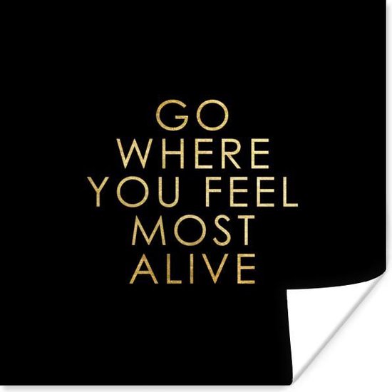 Poster Quotes - Alive - Black - Gold - 75x75 cm