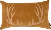 Hoyz | EmbroideRood Antler Mustard Gold Kussen | 30 X 50 | Sierkussen Voor Woonkamer Of Slaapkamer