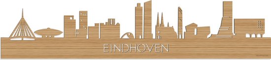 Skyline Eindhoven Bamboe hout - 80 cm - Woondecoratie - Wanddecoratie - Meer steden beschikbaar - Woonkamer idee - City Art - Steden kunst - Cadeau voor hem - Cadeau voor haar - Jubileum - Trouwerij - WoodWideCities
