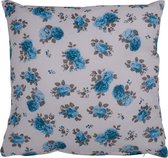 Hoyz | Kussen Two Flowers Turquoise | 45 X 45 | Sierkussen Voor Woonkamer Of Slaapkamer