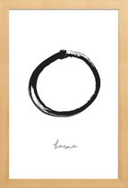 JUNIQE - Poster met houten lijst Karma cirkel -13x18 /Wit & Zwart