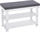 Segenn's Schoenenbank van bamboe - Schoenenrek - Belastbaar tot 150 kg - Wit 71 x 29 x 49 cm